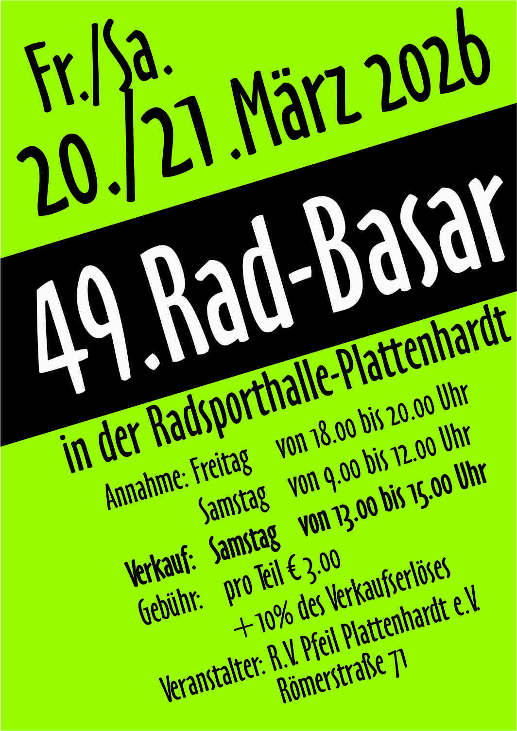 49. Rad-Basar des RV Pfeil Plattenhardt am 20./21. März 2026